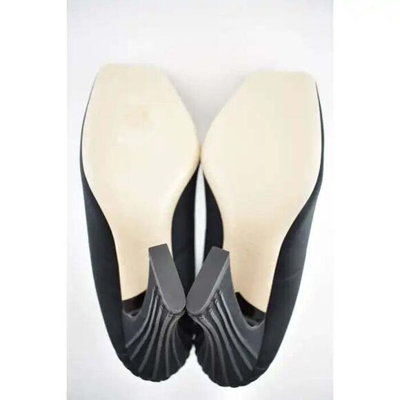 Fendi Freedom Black Embellished Crystal FF Logo Satin Square Toe Heel Pump 39.5 - Picture 12 of 12